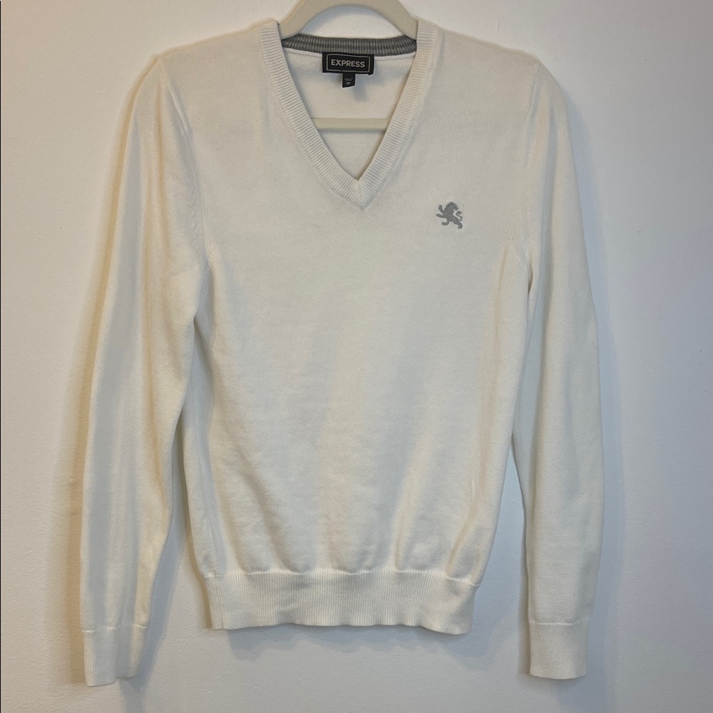 Express V-Neck 100% Cotton Sweater Size X-Small PTP 17”-18” EUC